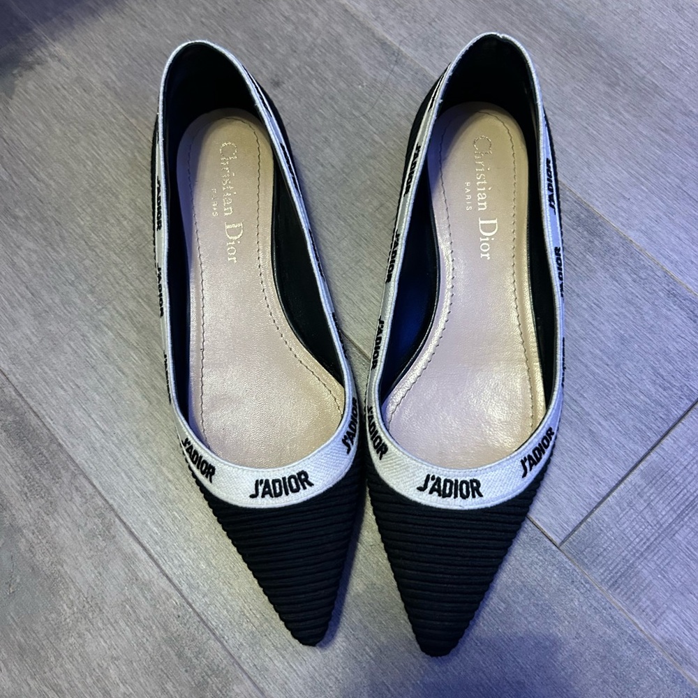 Dior J'Adior Black and White Flats
